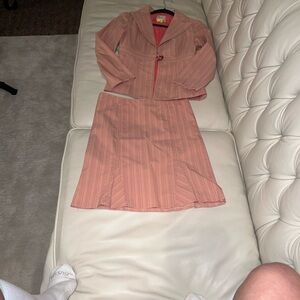 Nanette Lepore Pink Striped Blazer and Skirt Set